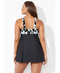 Swimsuits for All Women's Tie Front V-Neck Swimdress