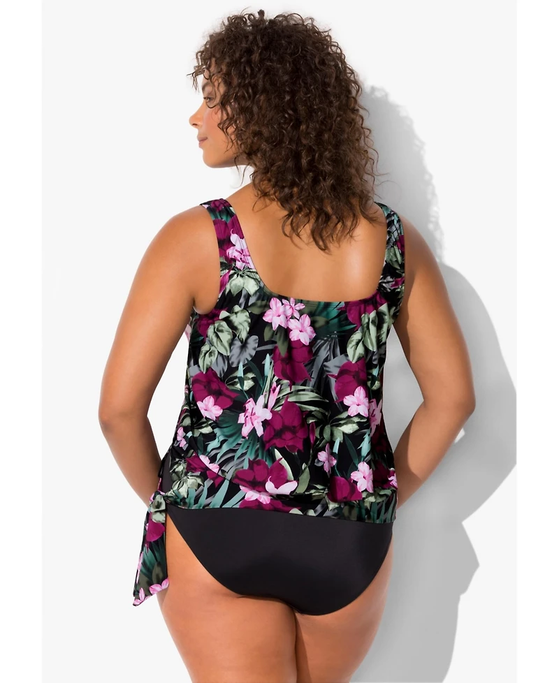 Swimsuits for All Women's Side Tie Blouson Tankini Top