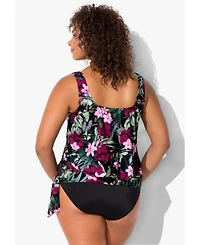 Swimsuits for All Women's Side Tie Blouson Tankini Top