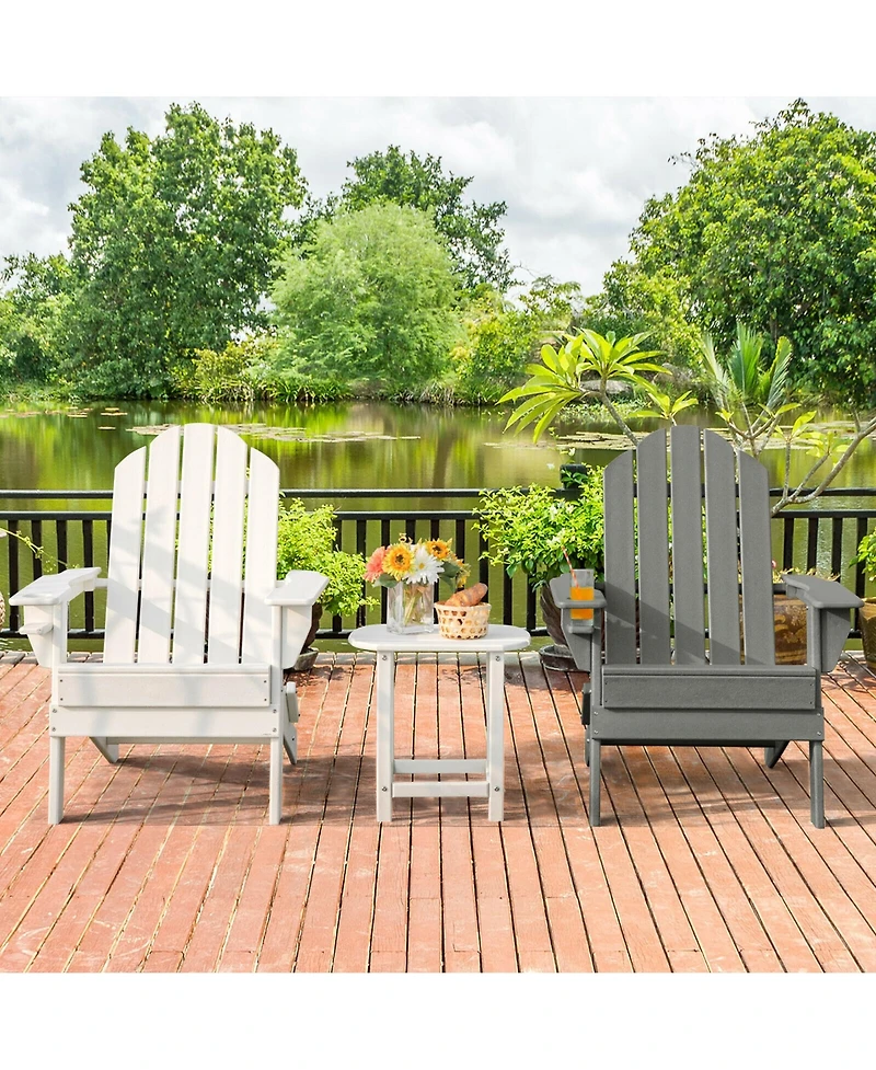 Gymax 4PCS Patio Folding Adirondack Chair Weather Resistant Cup Holder Yard