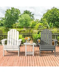 Gymax 4PCS Patio Folding Adirondack Chair Weather Resistant Cup Holder Yard