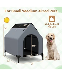 Small Outdoor Elevated Pet House with Ventilated Windows