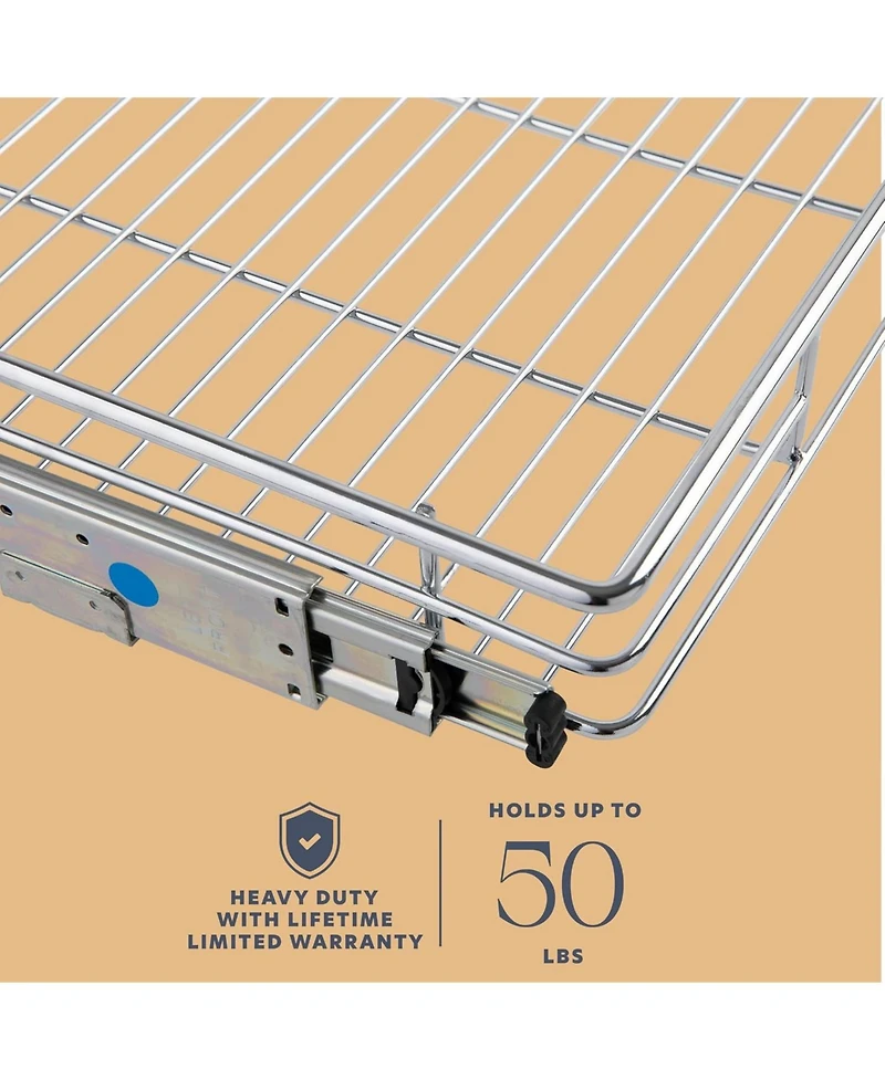 Pull Out Cabinet Organizer with Chrome Finish 28 x 21 In