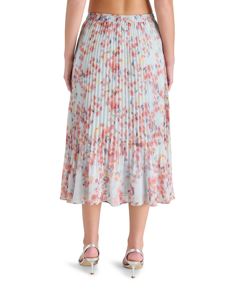 Steve Madden Women's Raina Printed Pleated Midi Skirt
