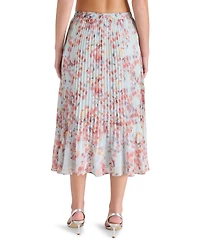 Steve Madden Women's Raina Printed Pleated Midi Skirt