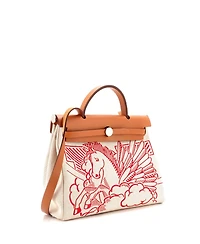 Pre-Owned Hermes 31 Herbag Zip Pegase Pop Toile and Leather