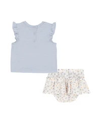 Calvin Klein Baby Girls 2-Piece Rosette Logo T-Shirt Printed Gauze Skirted Diaper Cover Set