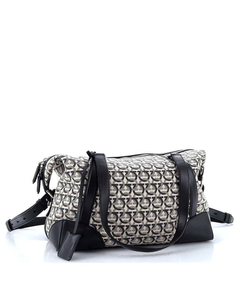 Pre-Owned Salvatore Ferragamo Soft Duffle Bag Printed Canvas with Leather