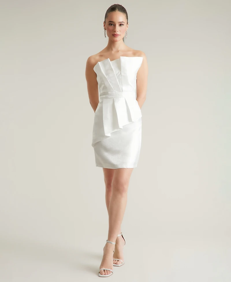 ivy + blu Women's Pleated Bustier Peplum Mini Dress