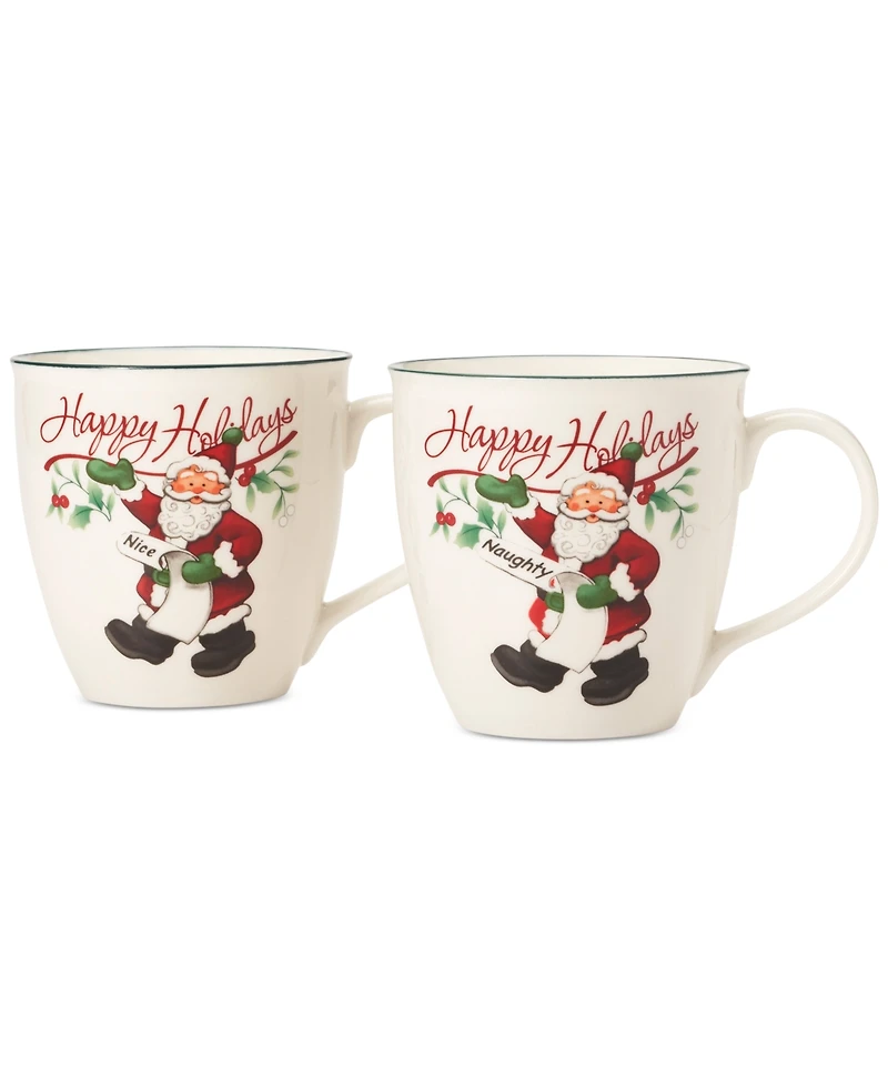 Winterberry Naughty & Nice Mugs, Set of 2