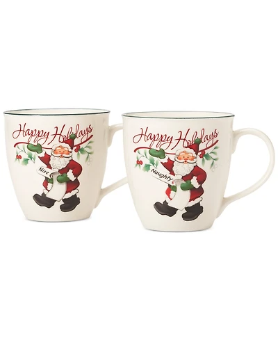 Winterberry Naughty & Nice Mugs, Set of 2