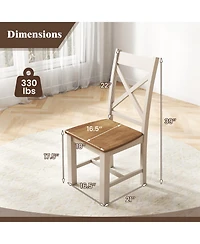Wooden Dining Chairs Set of 2 with High Back and Rubber Wood Frame