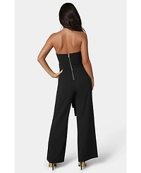 Bebe Women's Strapless Feather Jumpsuit