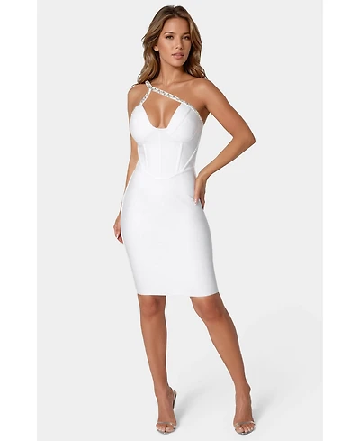 Bebe Women's Embellished Crystal Corset Bandage Dress