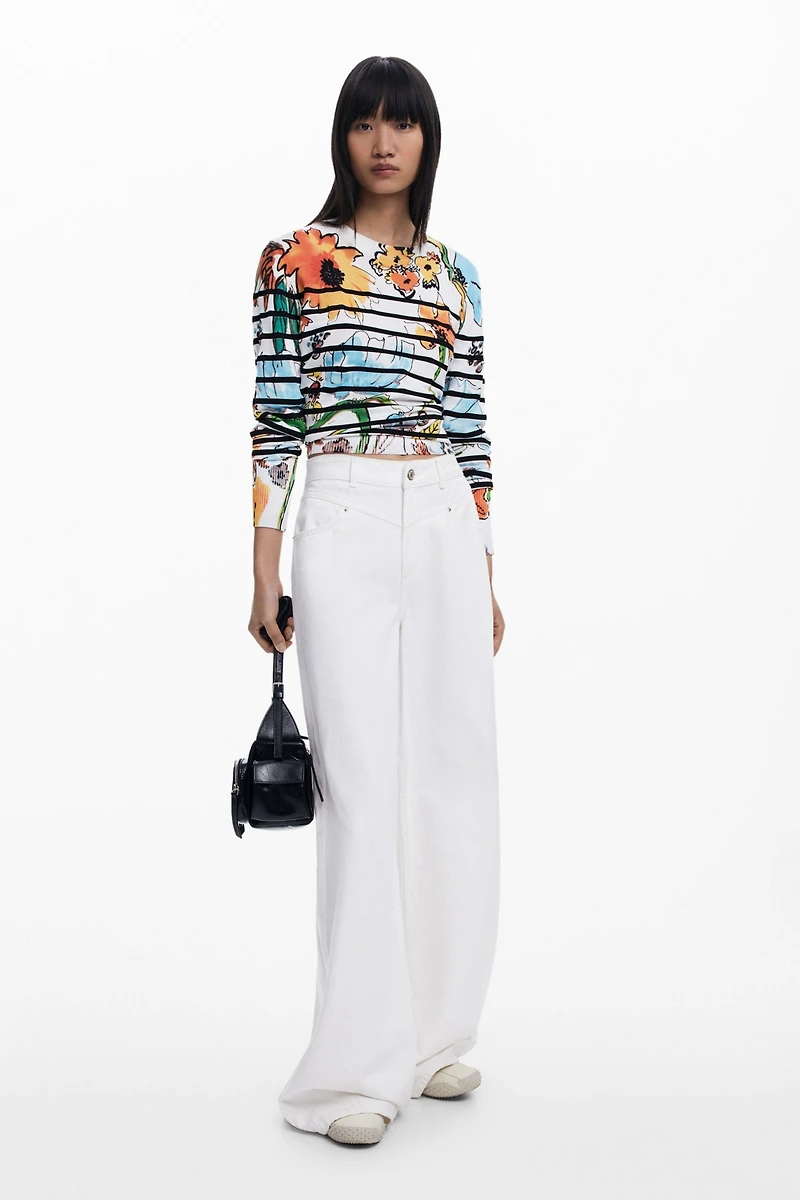 Desigual Women's Striped floral sweater