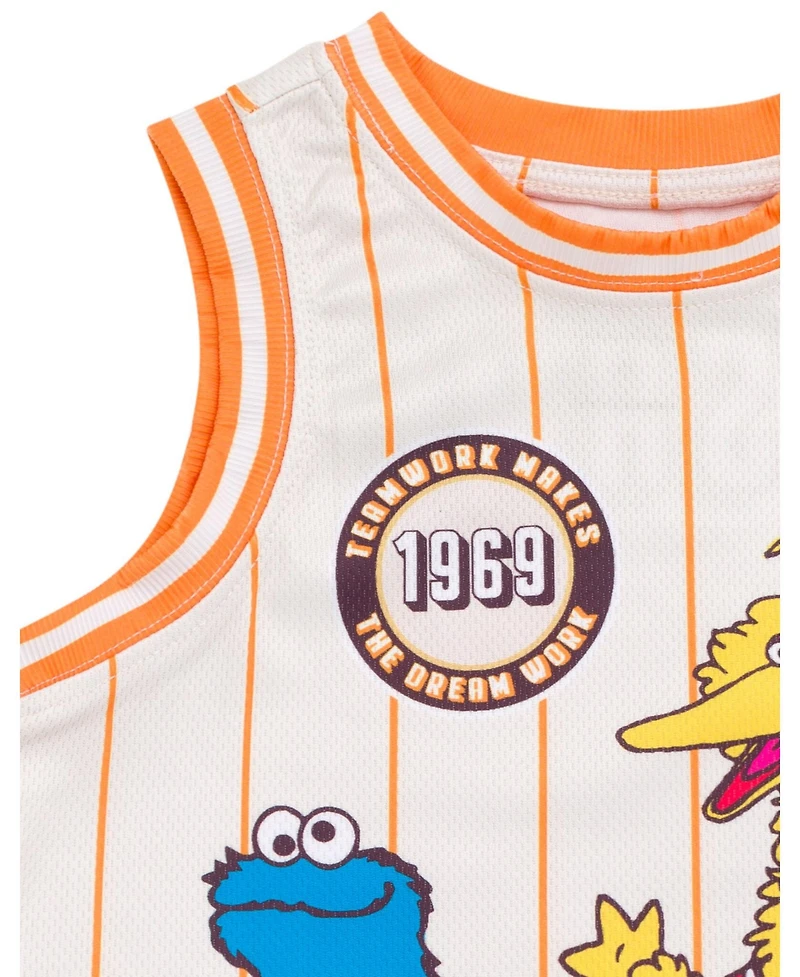Sesame Street Baby Boys Mesh Jersey Athletic Tank Top and Basketball Shorts Outfit Set