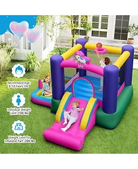 Inflatable Bounce House with Slide, Splash Pool, Basketball Hoop & Ring Toss Ultimate Kids Play Center