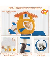 Aviation-Themed Cat Tree with Helicopter Fun & Stylish Playhouse for Cats