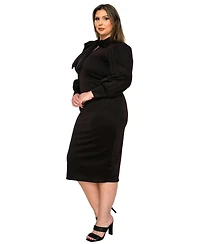 L I V D Plus Anastasia Tie Neck Dress