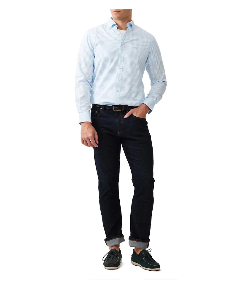 Rodd Gunn Men's Check Oxford Long Sleeve Slim Fit Shirt
