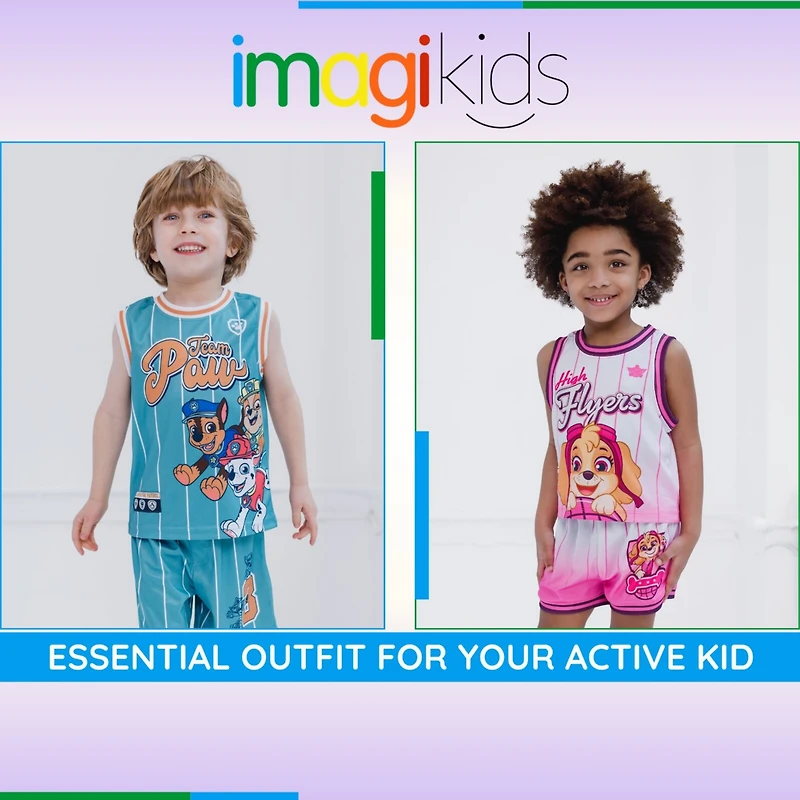 Paw Patrol Girls Mesh Jersey Tank Top and Basketball Shorts Athletic Outfit Set