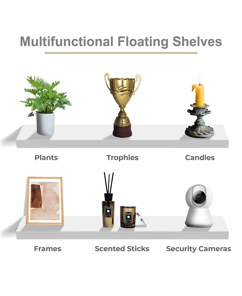 Sorbus Pack 47 x 9.25 Inch Wall Mounted Floating Shelves