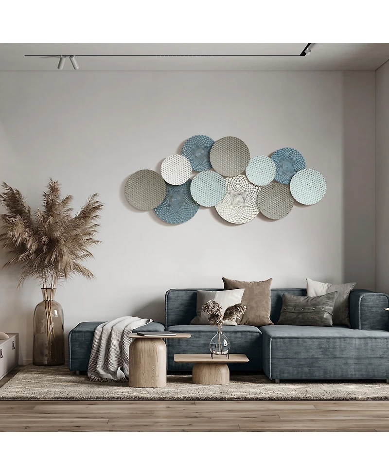 LuxenHome Distressed Multi-Color Pastels 47.4-Inch Wide Abstract Metal Wall Decor
