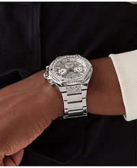Guess Men's Multifunction Silver-Tone Stainless Steel Watch, 47mm