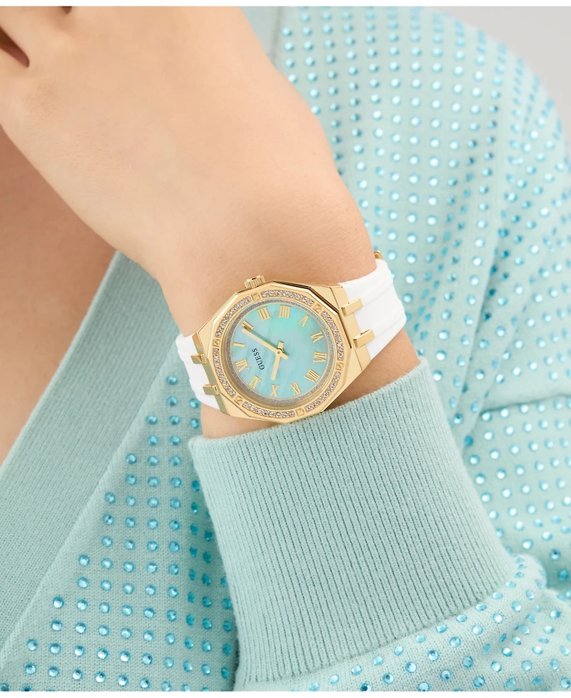 Guess Women's Analog White Silicone Watch, 36mm