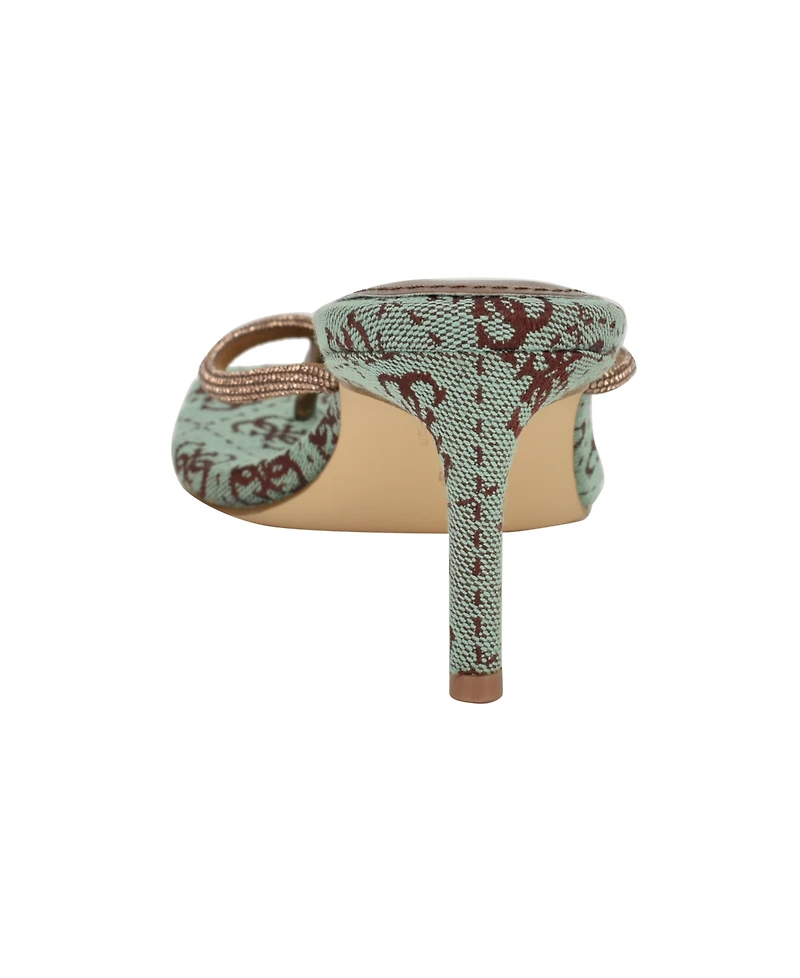 Guess Women's Mayan Rhinestone Thong Kitten Heel Sandals