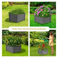 Galvanized Raised Garden Bed Outdoor - Metal Planter Box for Gardening Vegetables and Plants - 16.25" H Hexagon - Gray
