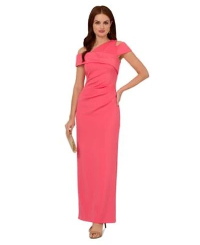 Adrianna Papell Womens Asymmetrical Ruched Gown