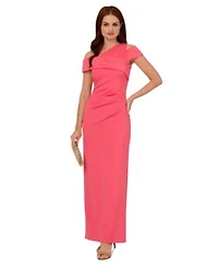 Adrianna Papell Womens Asymmetrical Ruched Gown