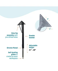 Bintiva Activity Table 24" x 48" Gray Edge - Gray Legs Adjusts 21" - 30" - Black edge
