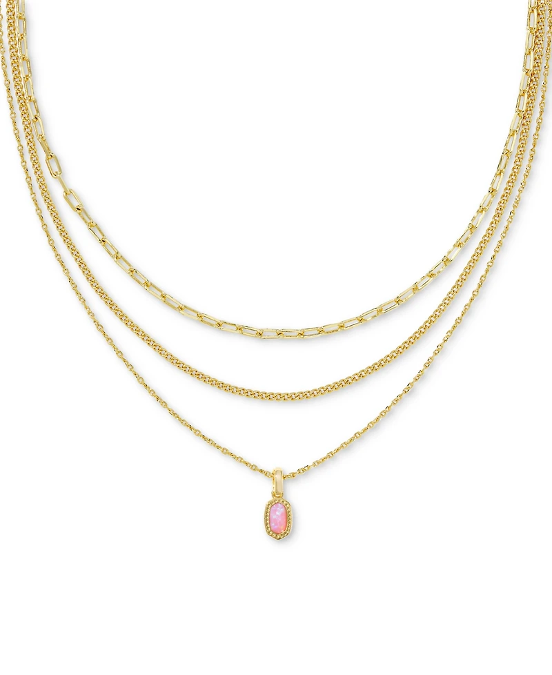 Kendra Scott 14k Gold-Plated Kyocera Opal Layered Pendant Necklace, 14" + 4" extender