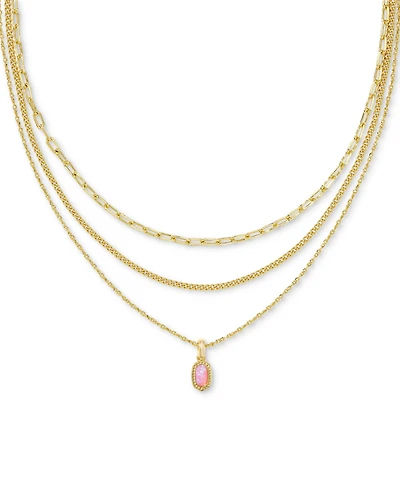 Kendra Scott 14k Gold-Plated Kyocera Opal Layered Pendant Necklace, 14" + 4" extender