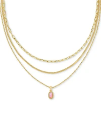 Kendra Scott 14k Gold-Plated Kyocera Opal Layered Pendant Necklace, 14" + 4" extender