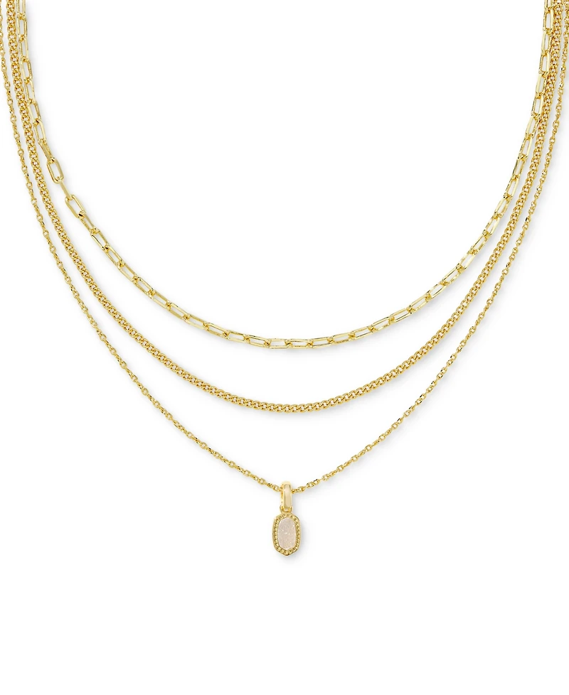 Kendra Scott 14k Gold-Plated Kyocera Opal Layered Pendant Necklace, 14" + 4" extender