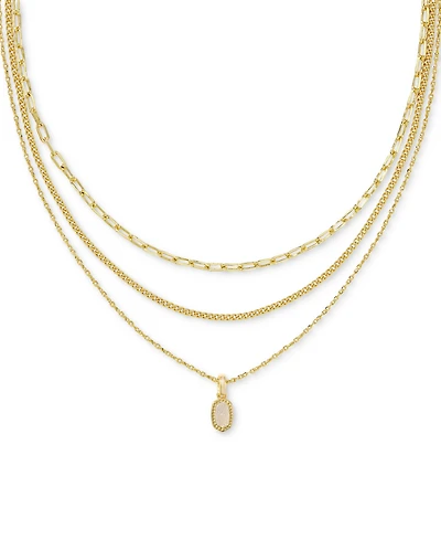 Kendra Scott 14k Gold-Plated Kyocera Opal Layered Pendant Necklace, 14" + 4" extender