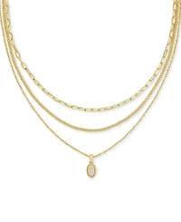 Kendra Scott 14k Gold-Plated Kyocera Opal Layered Pendant Necklace, 14" + 4" extender