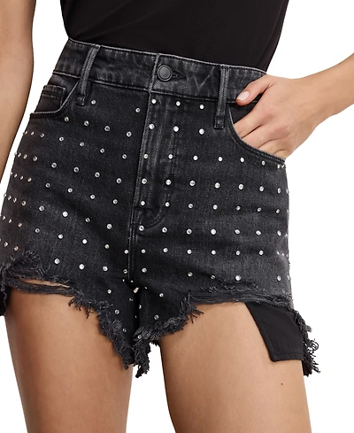 Good American Women's High-Rise Rhinestone Shorts