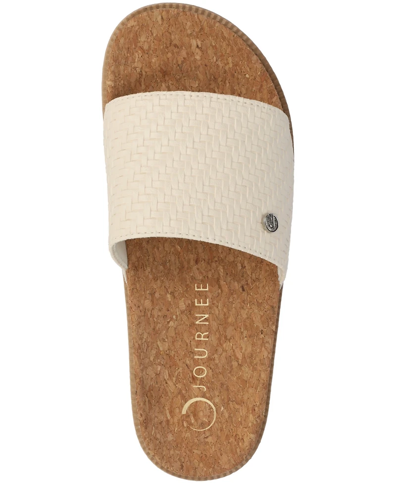 Journee Collection Women's Sheena Single Band Slip-On Wedge Sandals