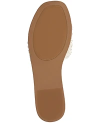 Journee Collection Women's Precly Faux Pearl Single Band Flat Sandals