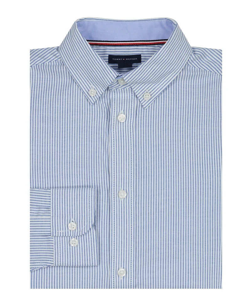 Tommy Hilfiger Big Boys Long Sleeve Stretch Bengal Stripe Oxford Shirt