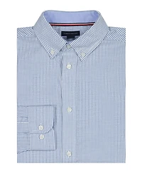 Tommy Hilfiger Big Boys Long Sleeve Stretch Bengal Stripe Oxford Shirt