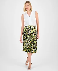 Kasper Women's Printed Pull-On Midi Skirt