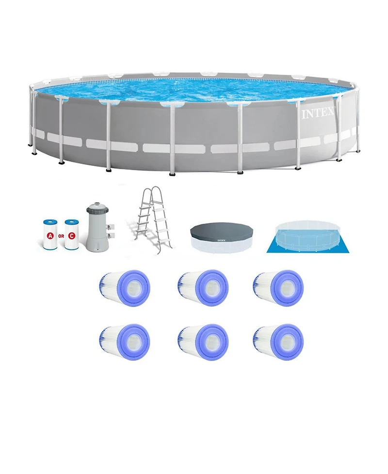 Intex Prism Frame Above Ground 18' x 48" Pool Set w/ 6 Replacement Filters