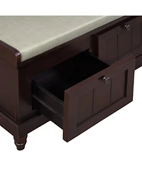 Streamdale Classic Storage Bench with Cushioned Seat and Three Drawers for Entryway and Living Room (Espresso)