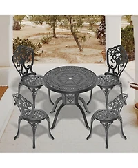 Streamdale 5-Piece Set Of All-Weather Cast Aluminum Dining Furniture Set With Black Frame