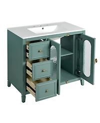 Streamdale 36-inch Bathroom Vanity with 2 Soft Close Doors, Solid Wood Frame Modern Bathroom Storage Cabinet with 3 Drawers